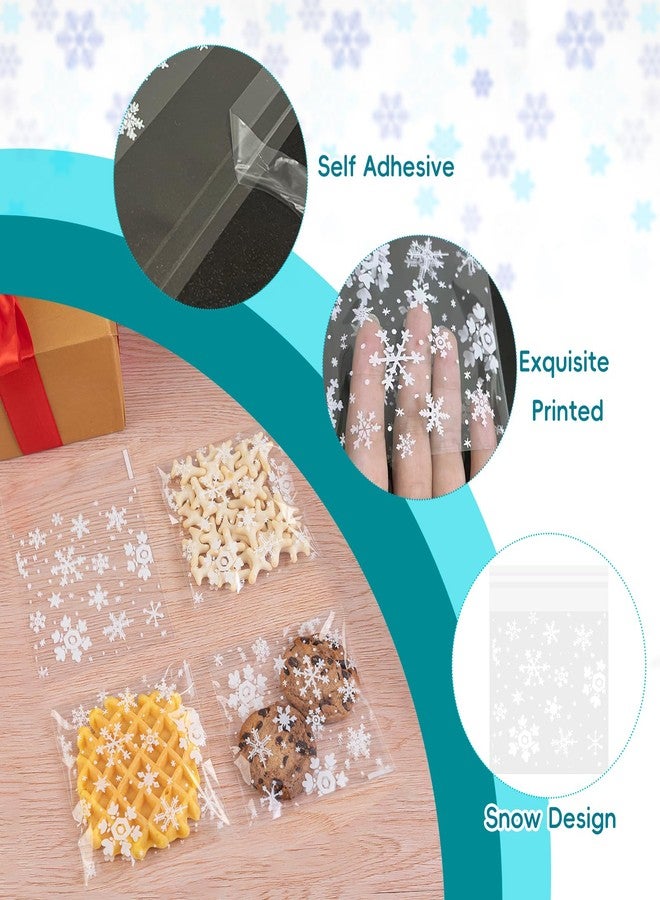 Jocomoni 100pcs Christmas Snowflake Cookies Bags, Clear Self Sealing Cellophane Bags Self-Adhesive Snowflake Cookies Bag Plastic Candy Bags for Bakery Cookies Gift Packing Christmas Party Favor - Image 3